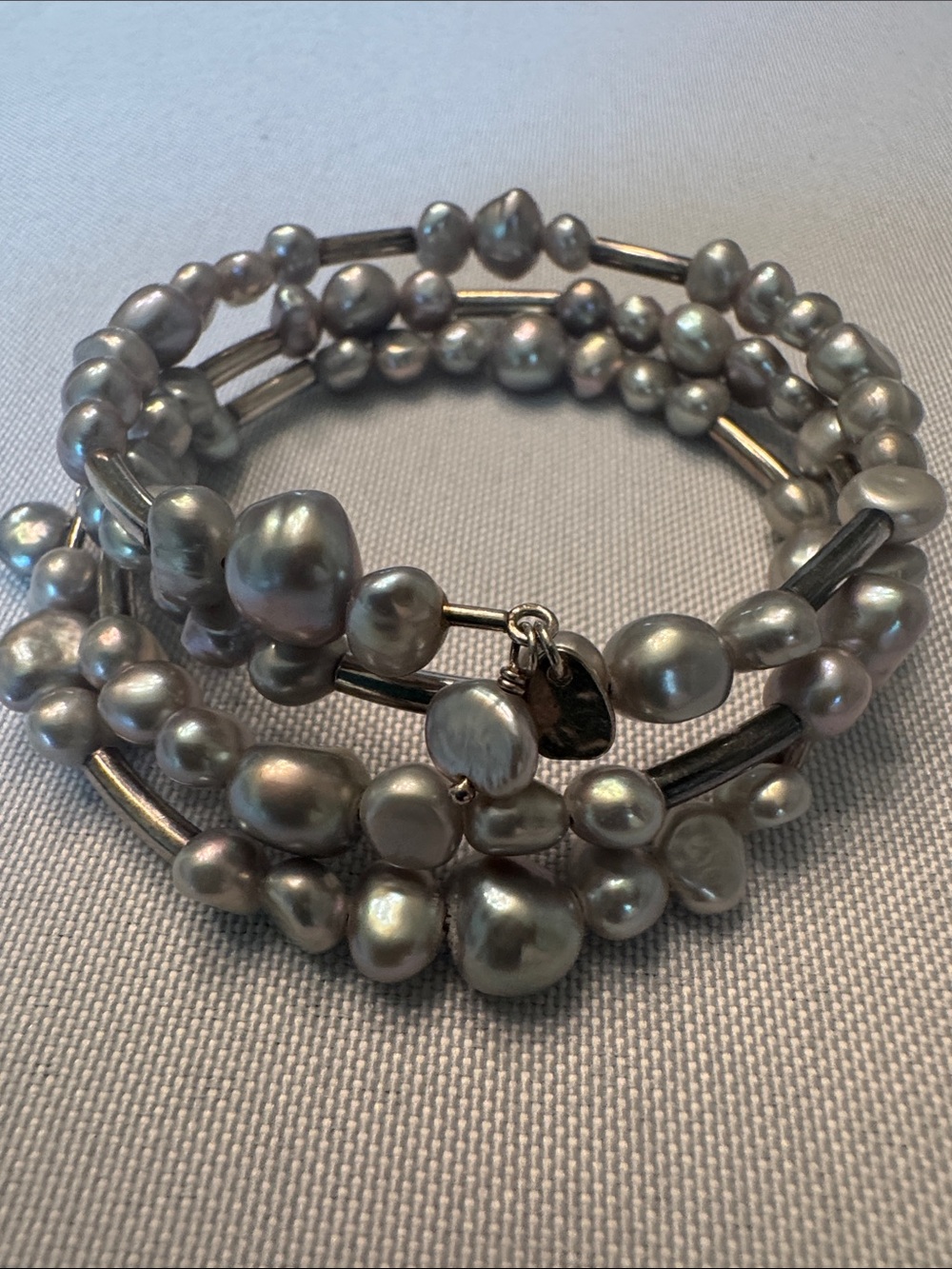 Silpada Grey Pearl Coil Bracelet Sterling Silver 925